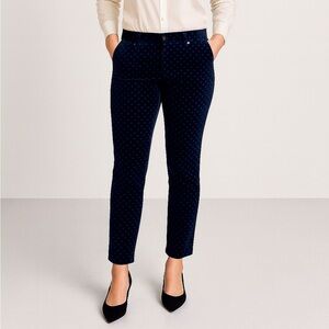 J. CREW Navy Toothpick Velvet Polka Dot Ankle Jeans Pants Size 28